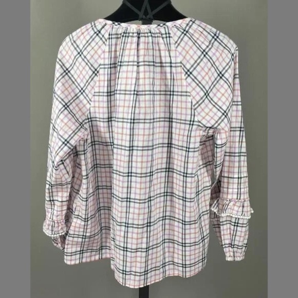 NEW J Crew Shirt Womens XS black purple pink plaid preppy casual pop over - Picture 7 of 9